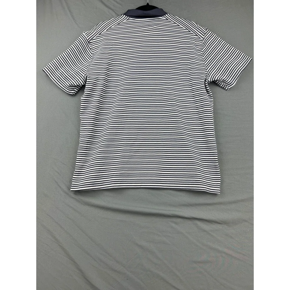 Nike Dri-FIT Polo Shirt Mens Large L Blue White Stripe Golf Fair Snags Frayed